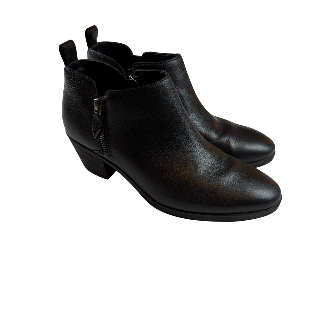 Vionic Cecily Waterproof Black Leather Ankle Boots 8.5 Womens Pointed Toe Bootie